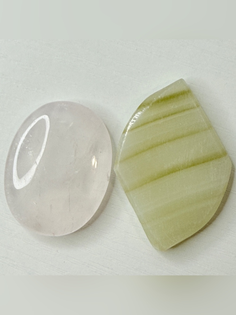 Rose Quartz & Green Banded Calcite Crystal Duo • 47.4g